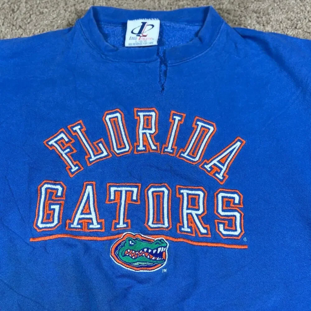 Vintage 90s Florida Gators Blue Sweatshirt Cut Collar Football Mens Sz L